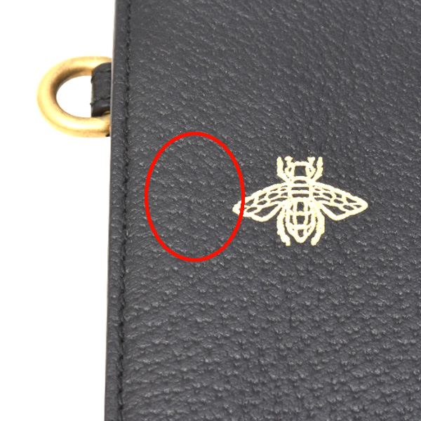 グッチ GUCCI ビースター クラッチバッグ セカンドバッグ ブラック ゴールド レザー 495066 中古