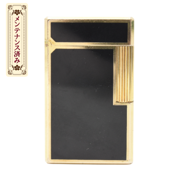 デュポン ライン1 ローラガスライター ゴールド ブラックラッカー 都彭 メンテナンス済み S.T.Dupont 中古
