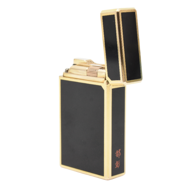 デュポン ライン1 ローラガスライター ゴールド ブラックラッカー 都彭 メンテナンス済み S.T.Dupont 中古