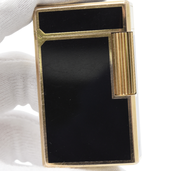 デュポン ライン1 ローラガスライター ゴールド ブラックラッカー 都彭 メンテナンス済み S.T.Dupont 中古