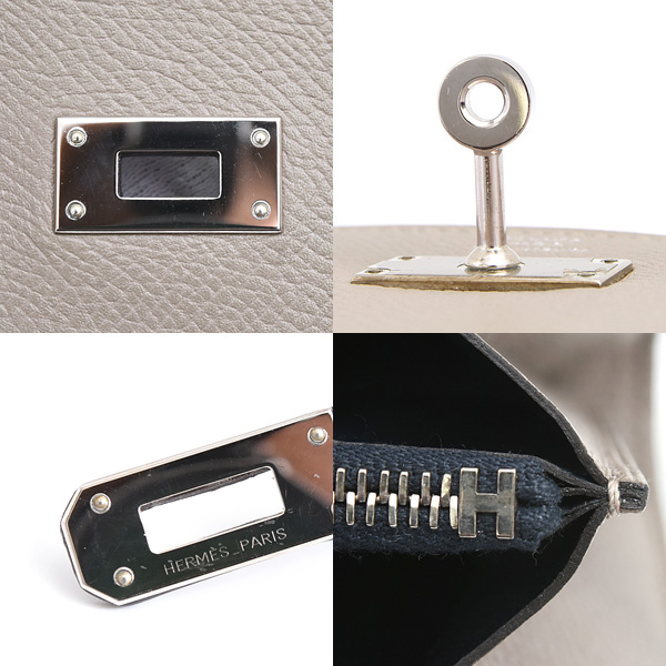 エルメス 財布 レディース ケリーウォレット ロング 長財布 C刻印 グリアスファルト グレー系 ヴォーエプソン HERMES 中古