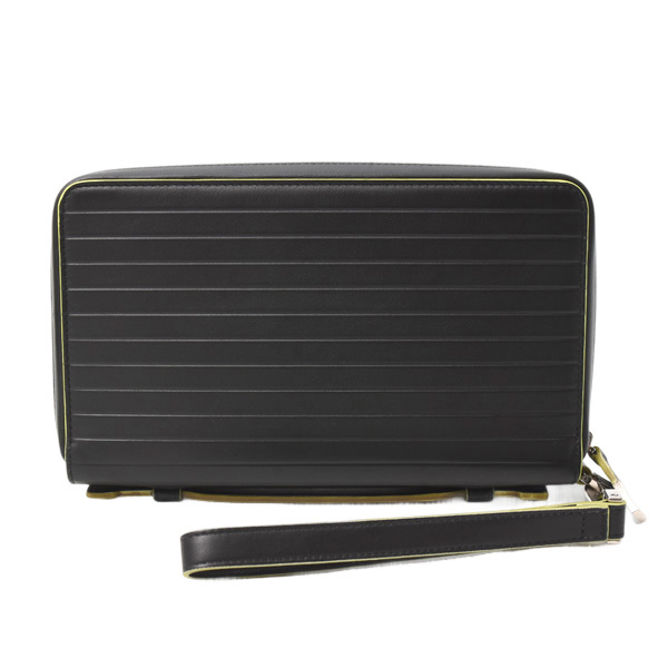 クリスチャンディオール 財布 メンズ ラウンドファスナー オーガナイザー バッグ クラッチ レザー ブラック Christian Dior 中古