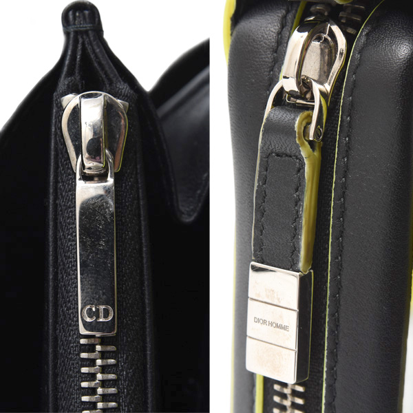 クリスチャンディオール 財布 メンズ ラウンドファスナー オーガナイザー バッグ クラッチ レザー ブラック Christian Dior 中古