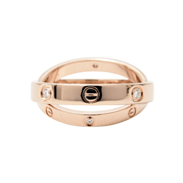 カルティエ 指輪 ビーラブ リング 4Pダイヤモンド 52サイズ 12.5号 ピンクゴールド 750PG Cartier 中古