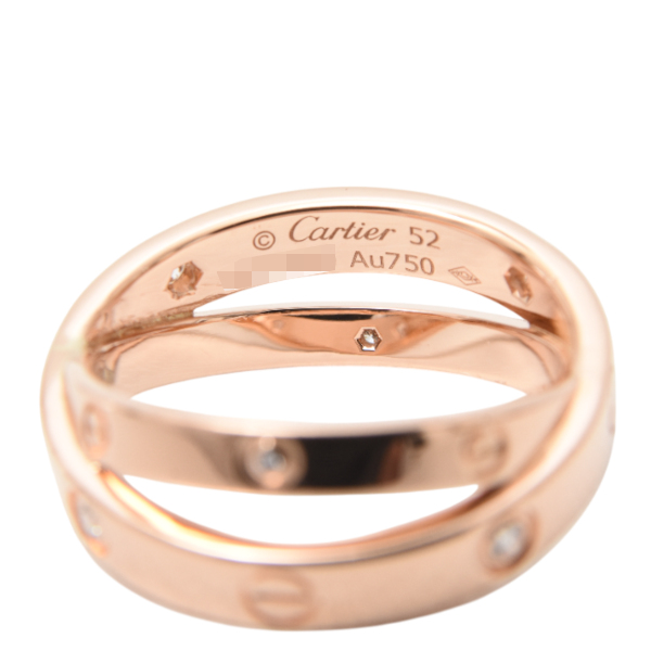 カルティエ 指輪 ビーラブ リング 4Pダイヤモンド 52サイズ 12.5号 ピンクゴールド 750PG Cartier 中古