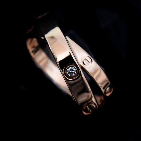 カルティエ 指輪 ビーラブ リング 4Pダイヤモンド 52サイズ 12.5号 ピンクゴールド 750PG Cartier 中古