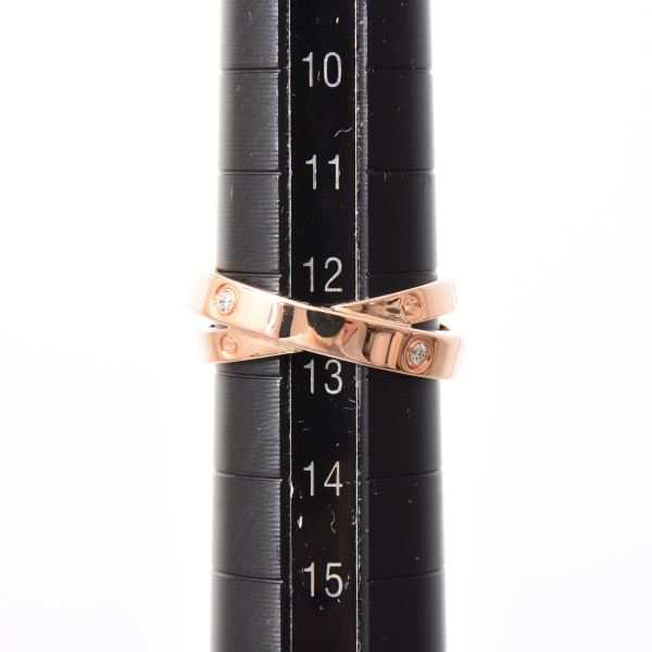 カルティエ 指輪 ビーラブ リング 4Pダイヤモンド 52サイズ 12.5号 ピンクゴールド 750PG Cartier 中古