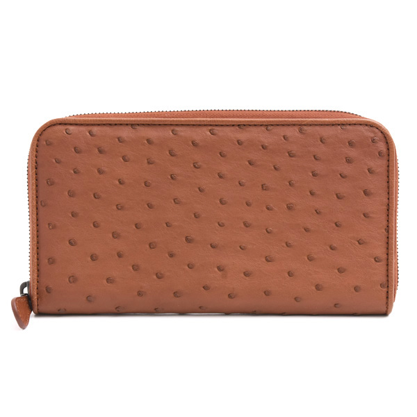 ボッテガヴェネタ 財布 メンズ オーガナイザー ラウンドファスナー オーストリッチ ブラウン系 BOTTEGA VENETA 未使用展示品