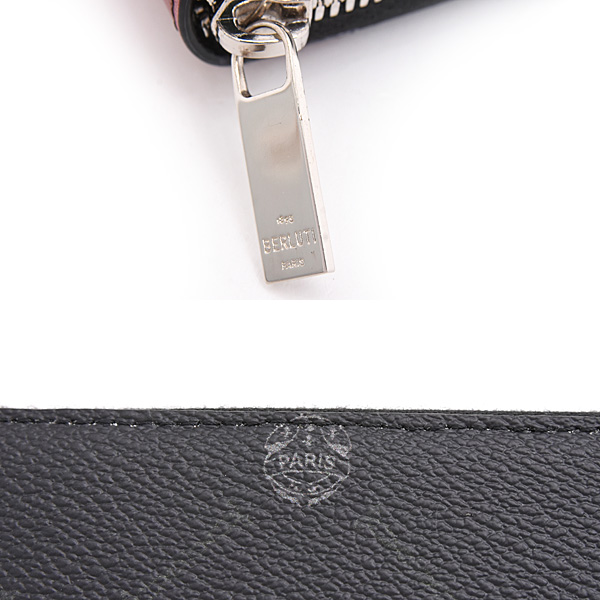 ベルルッティ 財布 メンズ イタウバ ロングジップウォレット ラウンドファスナー長財布 ブラック PVC×レザー Berluti 中古