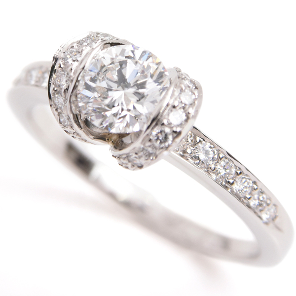 ティファニー リング レディース リボン モチーフ ダイヤ リング 0.6ct程度 15号強 プラチナ TIFFAN PT950 中古