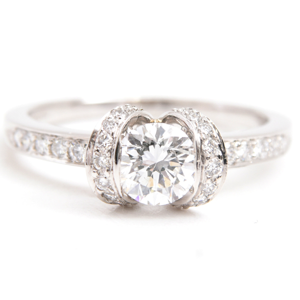 ティファニー リング レディース リボン モチーフ ダイヤ リング 0.6ct程度 15号強 プラチナ TIFFAN PT950 中古