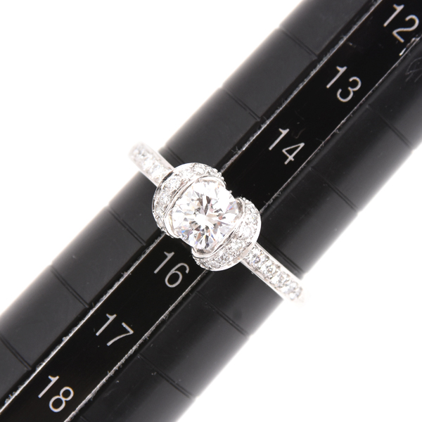 ティファニー リング レディース リボン モチーフ ダイヤ リング 0.6ct程度 15号強 プラチナ TIFFAN PT950 中古