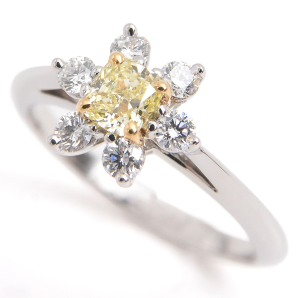 ティファニー 指輪 レディース バターカップ イエローダイヤリング YD0.32ct 9号 プラチナ TIFFANY PT950 中古