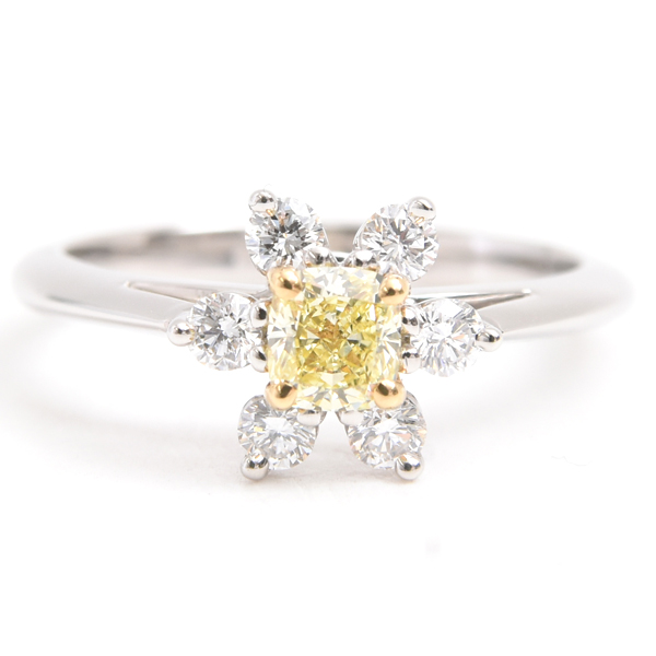 ティファニー 指輪 レディース バターカップ イエローダイヤリング YD0.32ct 9号 プラチナ TIFFANY PT950 中古