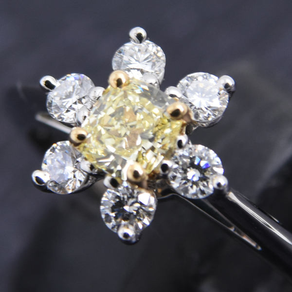 ティファニー 指輪 レディース バターカップ イエローダイヤリング YD0.32ct 9号 プラチナ TIFFANY PT950 中古