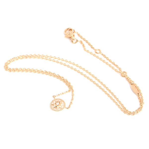 クリスチャンディオール ネックレス レディース ローズデヴァン 1Pダイヤモンド ネックレス イエローゴールド Christian Dior 750YG 中古