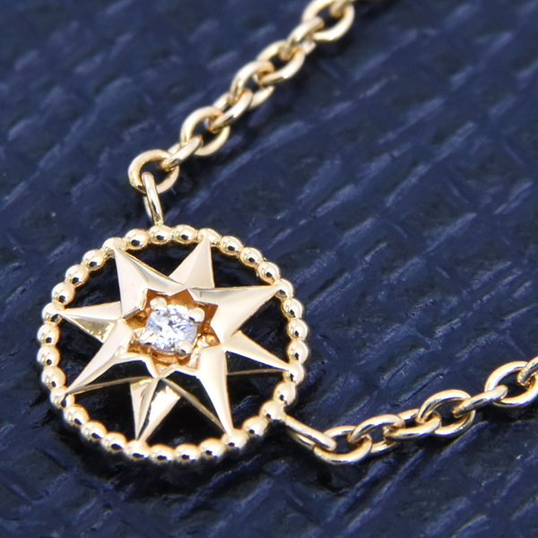 クリスチャンディオール ネックレス レディース ローズデヴァン 1Pダイヤモンド ネックレス イエローゴールド Christian Dior 750YG 中古