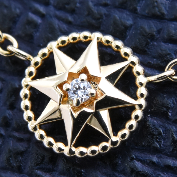 クリスチャンディオール ネックレス レディース ローズデヴァン 1Pダイヤモンド ネックレス イエローゴールド Christian Dior 750YG 中古