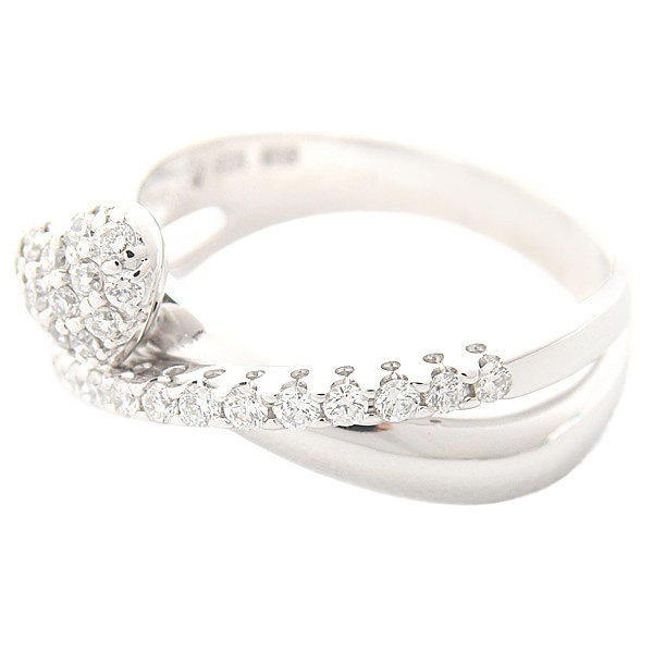 ポンテヴェキオ リング レディース ハートモチーフ パヴェダイヤ クロスリング ホワイトゴールド K18WG PONTE VECCHIO 中古