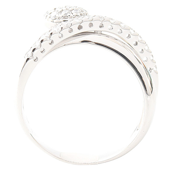 ポンテヴェキオ リング レディース ハートモチーフ パヴェダイヤ クロスリング ホワイトゴールド K18WG PONTE VECCHIO 中古