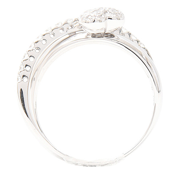 ポンテヴェキオ リング レディース ハートモチーフ パヴェダイヤ クロスリング ホワイトゴールド K18WG PONTE VECCHIO 中古