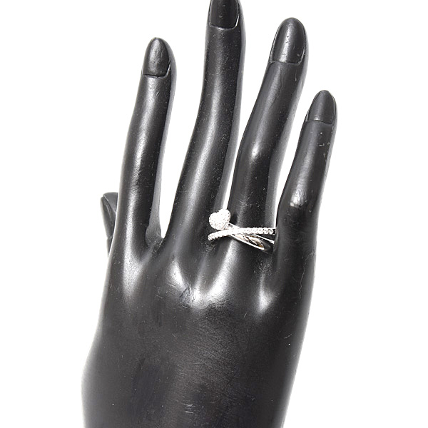 ポンテヴェキオ リング レディース ハートモチーフ パヴェダイヤ クロスリング ホワイトゴールド K18WG PONTE VECCHIO 中古