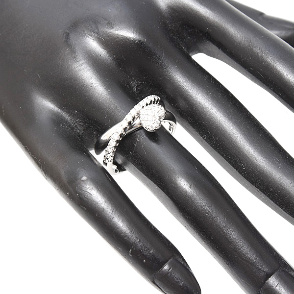 ポンテヴェキオ リング レディース ハートモチーフ パヴェダイヤ クロスリング ホワイトゴールド K18WG PONTE VECCHIO 中古