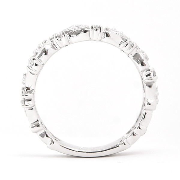 スタージュエリー 指輪 レディース PT950 リング ダイヤモンド ハート レース 透かし D0.27ct プラチナ 実測11号 STAR JEWELRY 中古