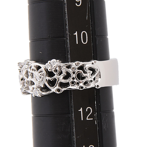 スタージュエリー 指輪 レディース PT950 リング ダイヤモンド ハート レース 透かし D0.27ct プラチナ 実測11号 STAR JEWELRY 中古