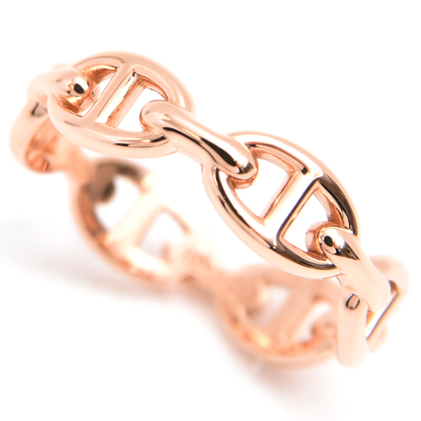 エルメス 指輪 ユニセックス シェーヌダンクル アンシェネPM リング 58号 ピンクゴールド HERMES 750PG 中古