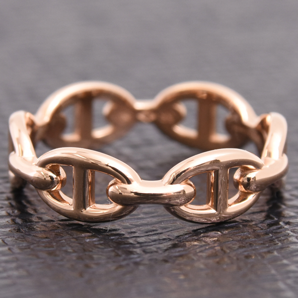 エルメス 指輪 ユニセックス シェーヌダンクル アンシェネPM リング 58号 ピンクゴールド HERMES 750PG 中古