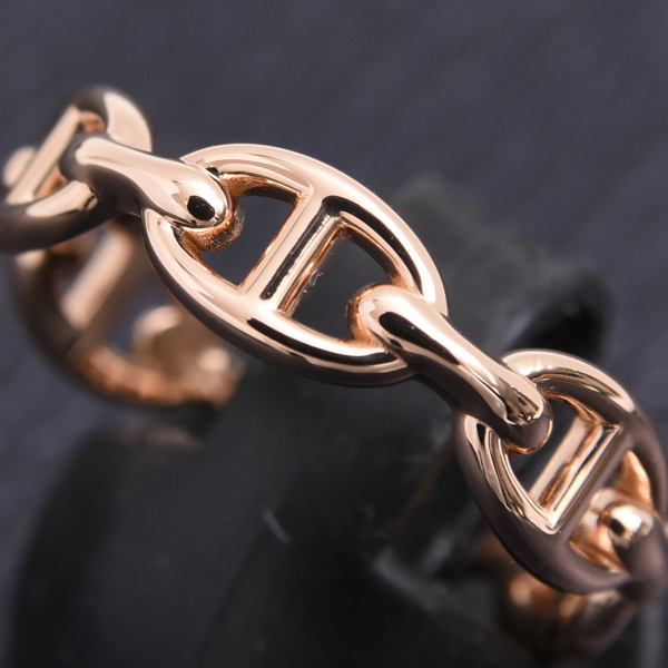 エルメス 指輪 ユニセックス シェーヌダンクル アンシェネPM リング 58号 ピンクゴールド HERMES 750PG 中古