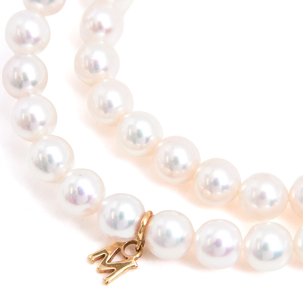 ミキモト ネックレス レディース ベビーパール Mチャーム付 ネックレス 5.4mm～5.9mm イエローゴールド MIKIMOTO K18 中古
