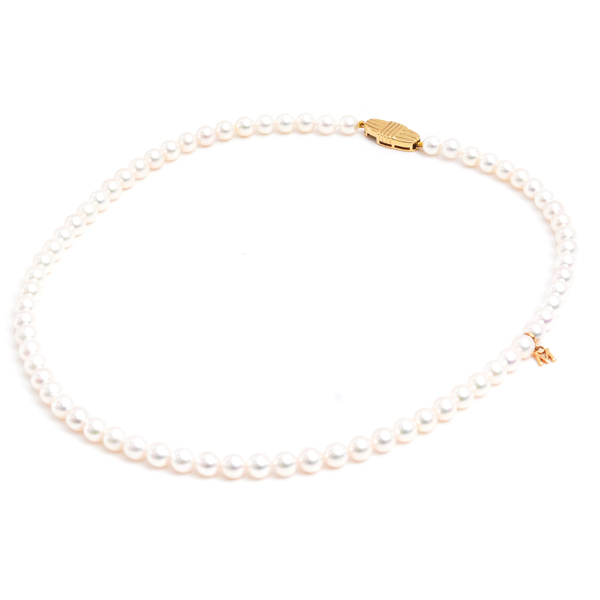ミキモト ネックレス レディース ベビーパール Mチャーム付 ネックレス 5.4mm～5.9mm イエローゴールド MIKIMOTO K18 中古
