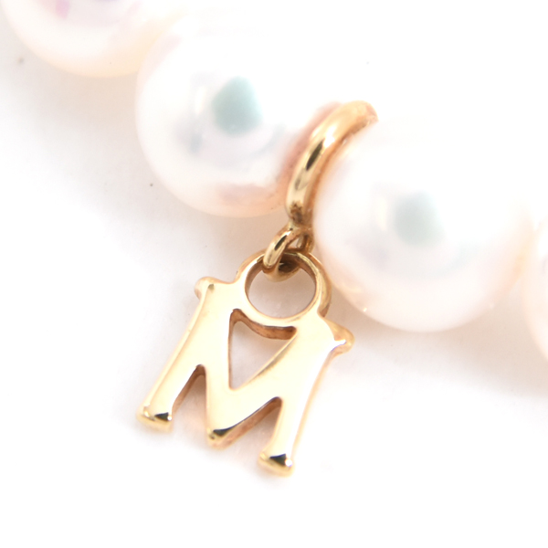 ミキモト ネックレス レディース ベビーパール Mチャーム付 ネックレス 5.4mm～5.9mm イエローゴールド MIKIMOTO K18 中古