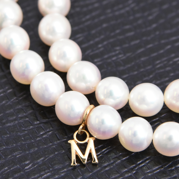 ミキモト ネックレス レディース ベビーパール Mチャーム付 ネックレス 5.4mm～5.9mm イエローゴールド MIKIMOTO K18 中古