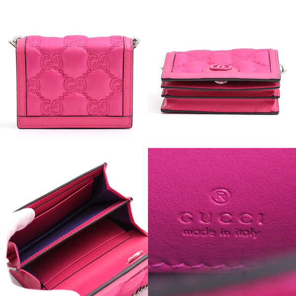 グッチ バッグ レディース ミニ ショルダーバッグ GGマトラッセ 3WAY ピンク系 マゼンダ GUCCI 723777 中古