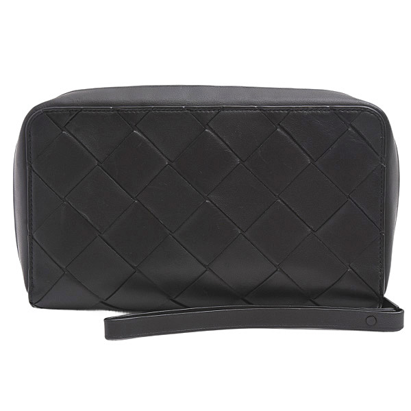 ボッテガヴェネタ バッグ メンズ セカンドバッグ クラッチバッグ マキシイントレチャート ラムスキン ブラック BOTTEGA VENETA 中古