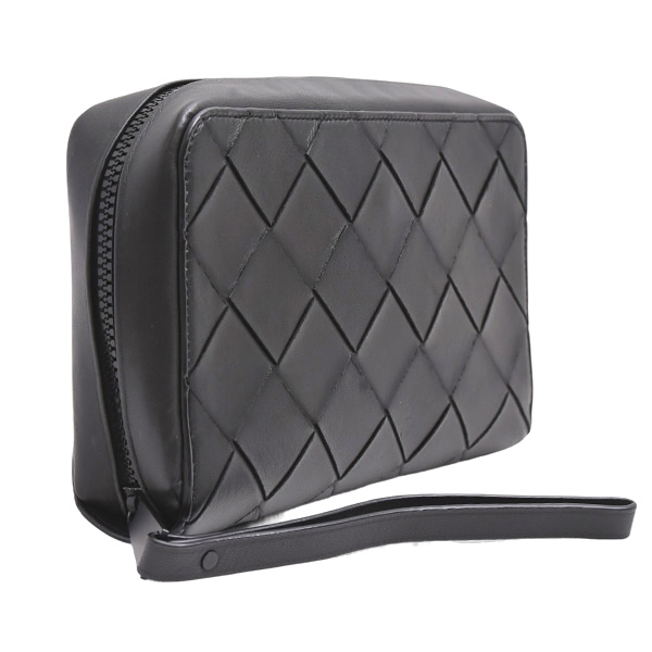 ボッテガヴェネタ バッグ メンズ セカンドバッグ クラッチバッグ マキシイントレチャート ラムスキン ブラック BOTTEGA VENETA 中古