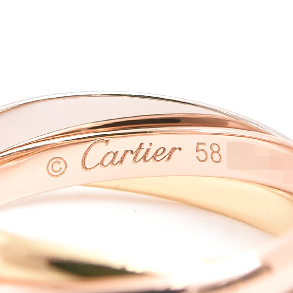 カルティエ 指輪 レディース メンズ トリニティ リング 3連 58号 実寸17.5号 2.6mm ゴールド Cartier 750YG×WG×PG 中古