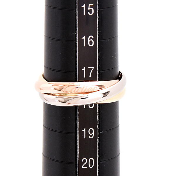 カルティエ 指輪 レディース メンズ トリニティ リング 3連 58号 実寸17.5号 2.6mm ゴールド Cartier 750YG×WG×PG 中古