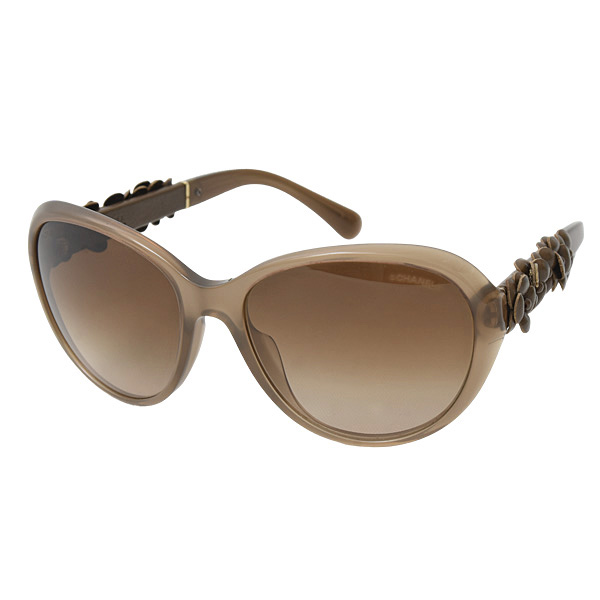 シャネル サングラス レディース カメリアモチーフ ココマーク プラスチック×レザー ブラウン CHANEL 5316-Q 中古