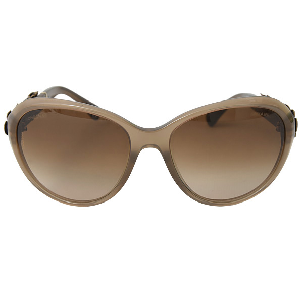 シャネル サングラス レディース カメリアモチーフ ココマーク プラスチック×レザー ブラウン CHANEL 5316-Q 中古