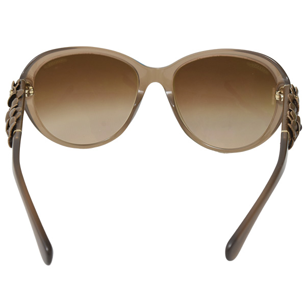 シャネル サングラス レディース カメリアモチーフ ココマーク プラスチック×レザー ブラウン CHANEL 5316-Q 中古