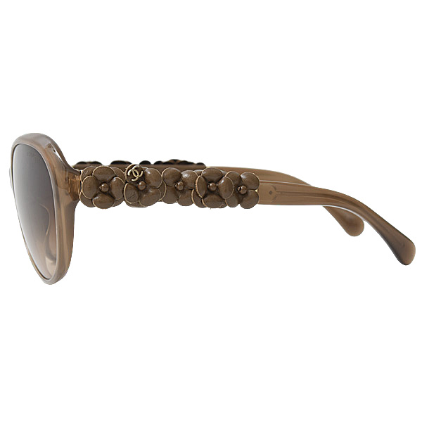 シャネル サングラス レディース カメリアモチーフ ココマーク プラスチック×レザー ブラウン CHANEL 5316-Q 中古