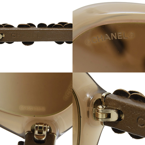 シャネル サングラス レディース カメリアモチーフ ココマーク プラスチック×レザー ブラウン CHANEL 5316-Q 中古
