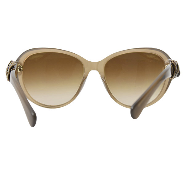 シャネル サングラス レディース カメリアモチーフ ココマーク プラスチック×レザー ブラウン CHANEL 5316-Q 中古