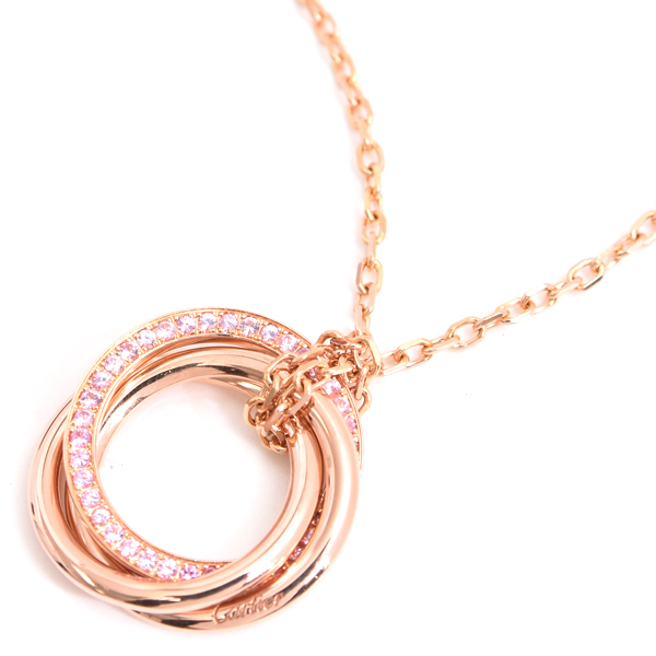 カルティエ ネックレス レディース トリニティ ピンクサファイア ネックレス ピンクゴールド Cartier 750PG 中古