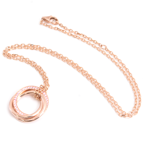 カルティエ ネックレス レディース トリニティ ピンクサファイア ネックレス ピンクゴールド Cartier 750PG 中古