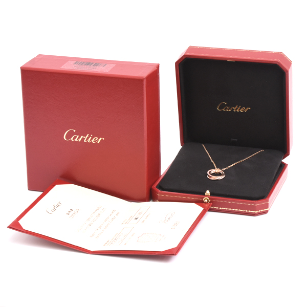 カルティエ ネックレス レディース トリニティ ピンクサファイア ネックレス ピンクゴールド Cartier 750PG 中古